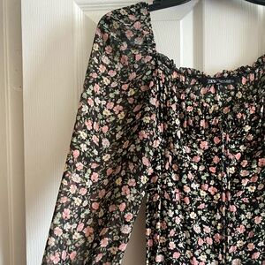 Zara floral midi dress with slit